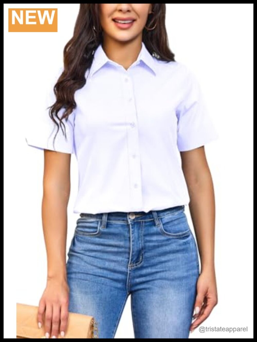 Women's Slim Fit Long Sleeve Button Down Shirt Business Casual Collar Blouse
